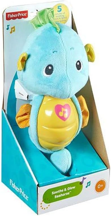 Fisher-Price Musical Baby Toy, Soothe & Glow Seahorse, Plush Sound Machine with Lights & Volume Control for Newborns