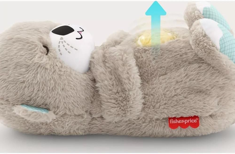 Fisher-Price Baby Toy Soothe 'n Snuggle Otter Portable Plush Sound Machine with Music Lights & Breathing Motion for Newborns 0+ Months
