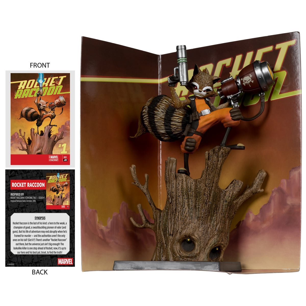 Marvel Rocket Racoon A Chasing Tale #1 1:6 Scale Posed Figure with Scene and Comic