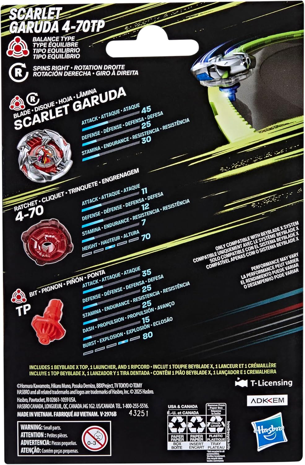 Beyblade X Scarlet Garuda 4-70TP BX Starter Pack Set