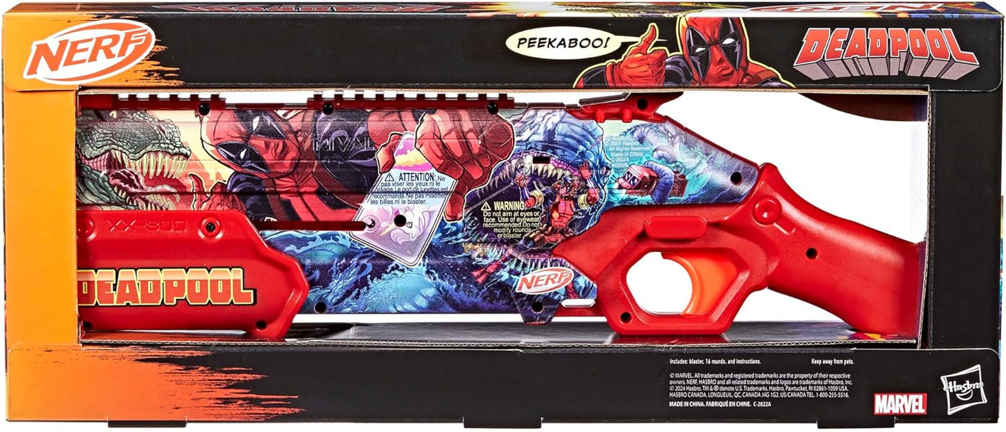 Nerf Marvel Deadpool Blaster, 16 Nerf Rival Accu-Rounds, Pump Action, Breech Load, Gifts for Teens, 14+