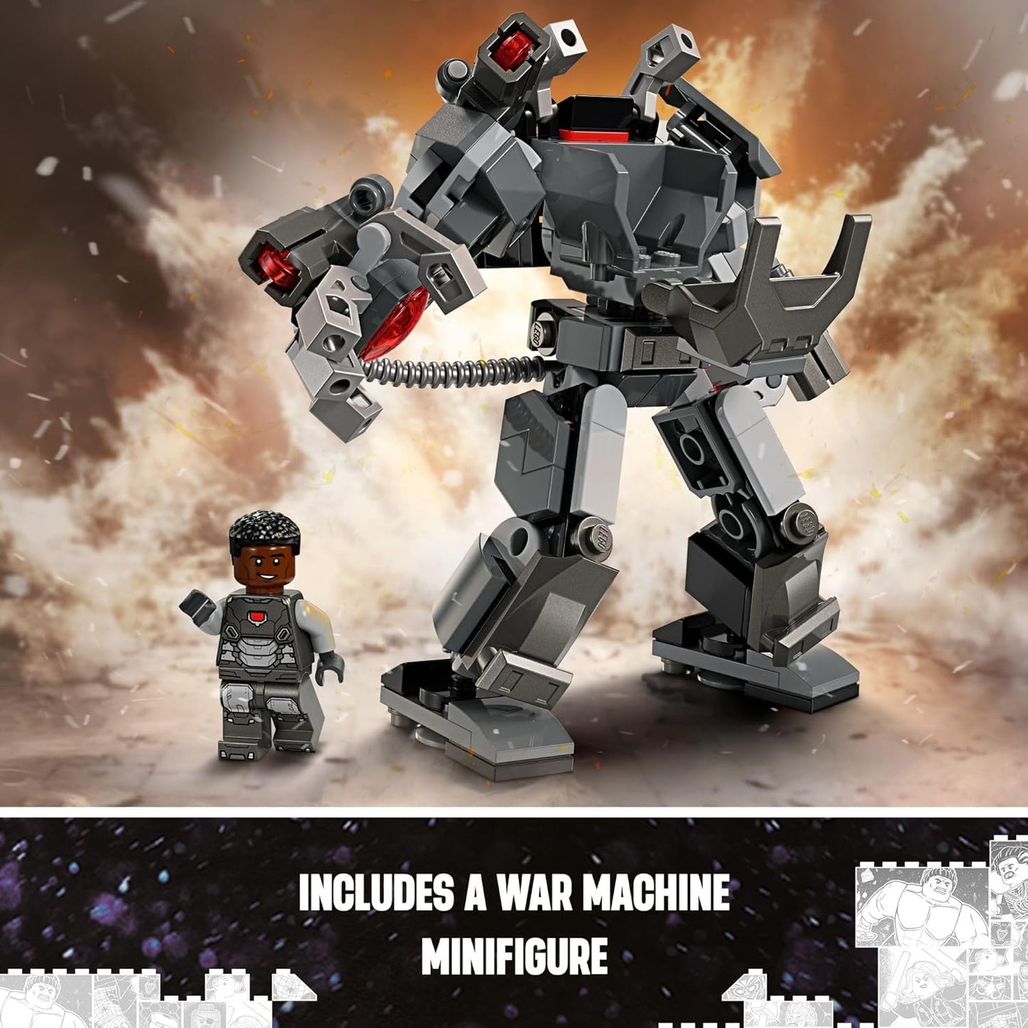 LEGO Marvel War Machine Mech Armor, Buildable Marvel Action Figure with 3 Stud Shooters