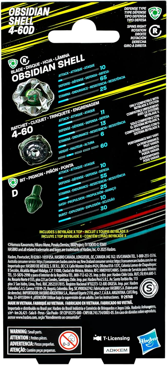 Beyblade X Obsidian Shell 4-60D Booster Pack Set