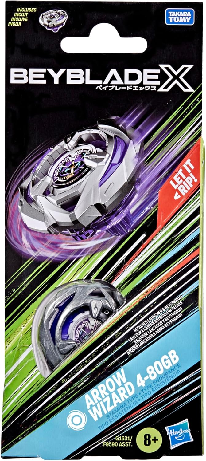 Beyblade X Arrow Wizard 4-80GB Booster Pack Set with Stamina Type Top