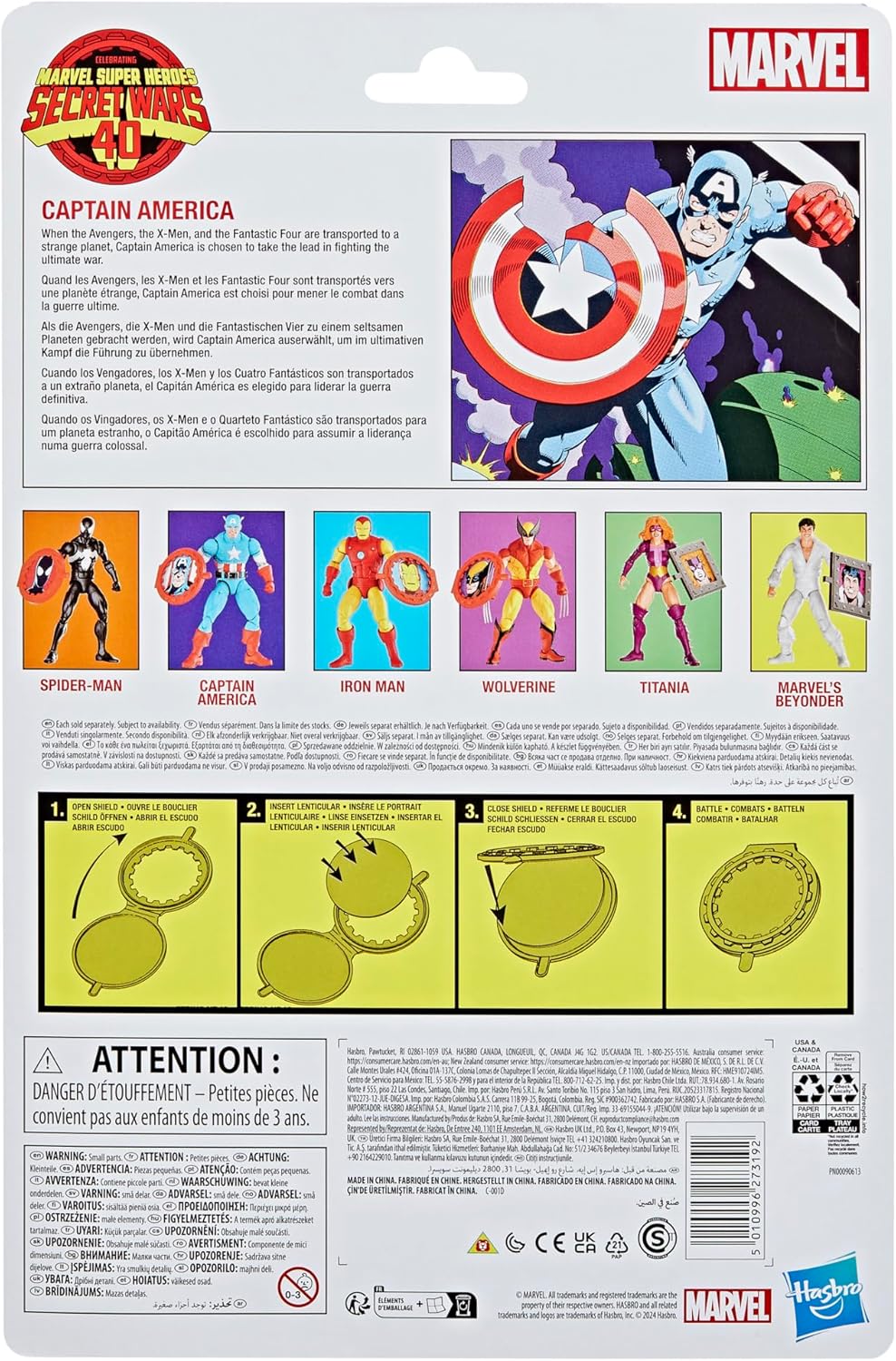 Marvel Legends Series Captain America, Avengers Retro Comics Secret Wars Collectible 6 Inch Action Figure with Shield