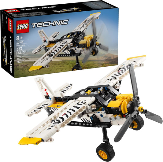 LEGO Technic Bush Plane Toy - Buildable Airplane Model with Spinning Propeller, 4-Cylinder Piston Engine, and More