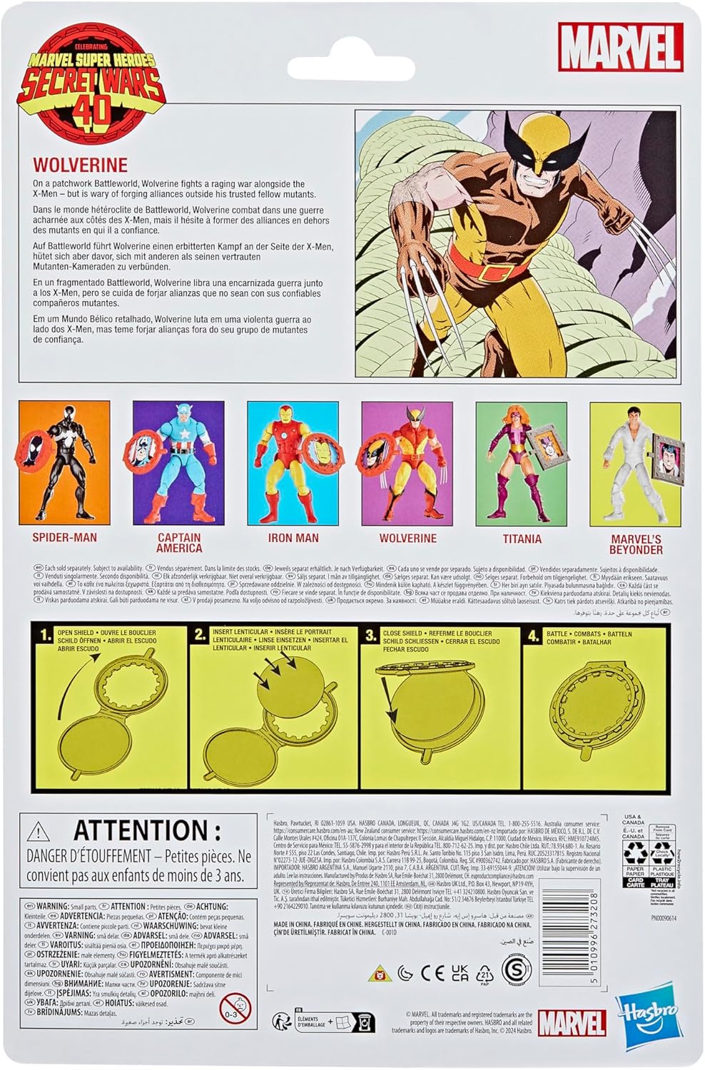 Marvel Legends Series Wolverine, X-Men Retro Comics Secret Wars Collectible 6 Inch Action Figure with Shield