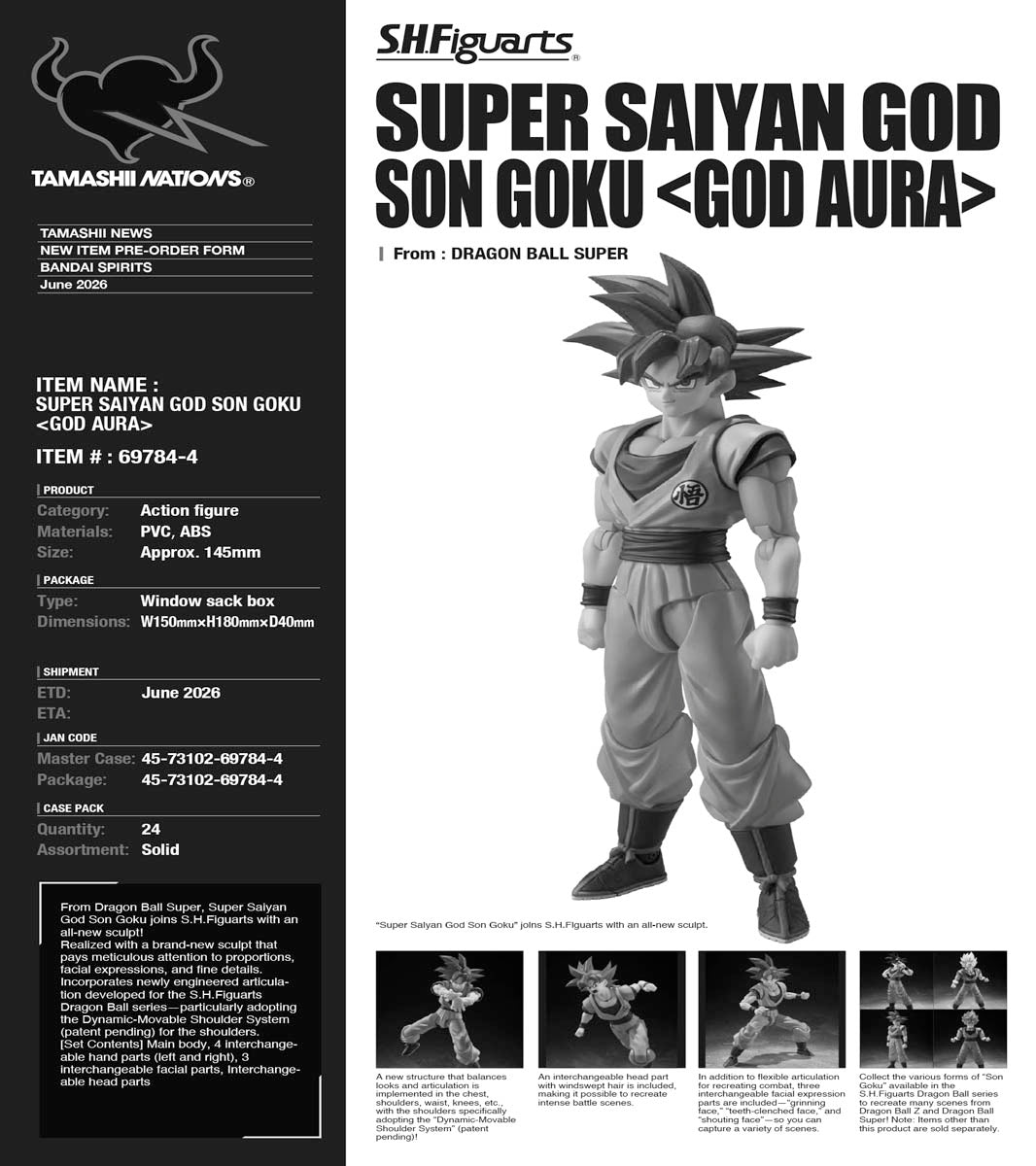 Dragon Ball Super Saiyan God Son Goku God Aura S.H.Figuarts Action Figure