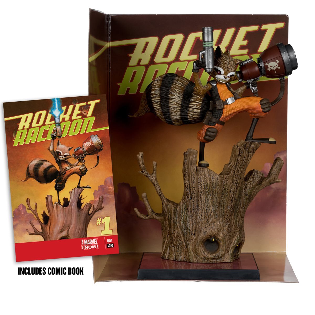 Marvel Rocket Racoon A Chasing Tale #1 1:6 Scale Posed Figure with Scene and Comic