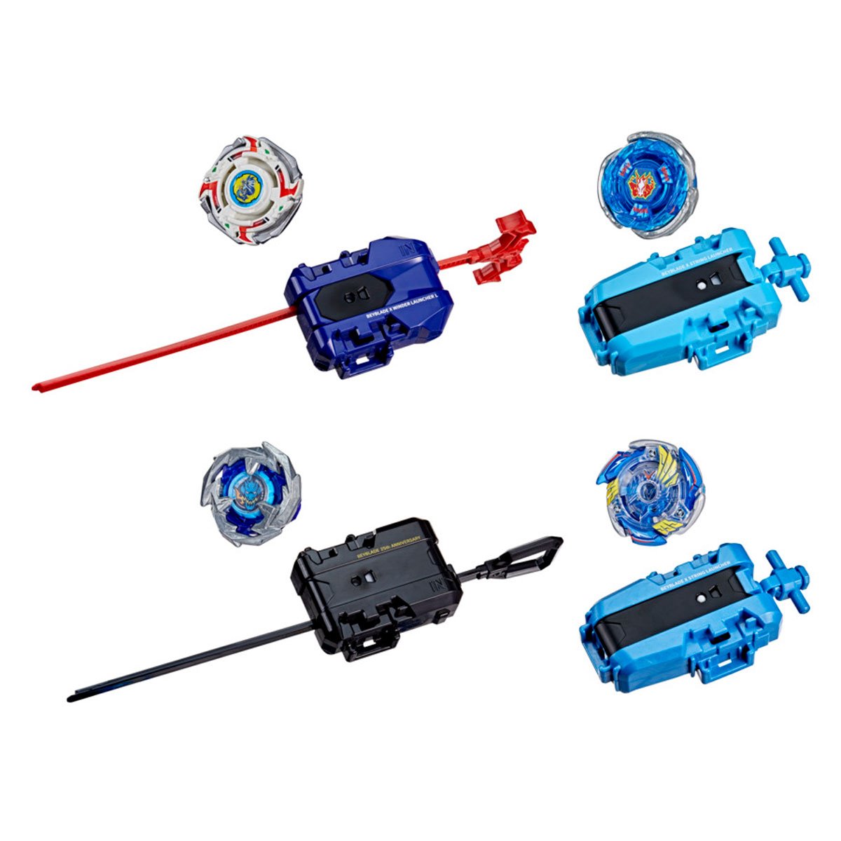 Beyblade X 25th Anniversary Set – 4 Launchers & 4 Attack Type Tops with X-Celerator Gear System
