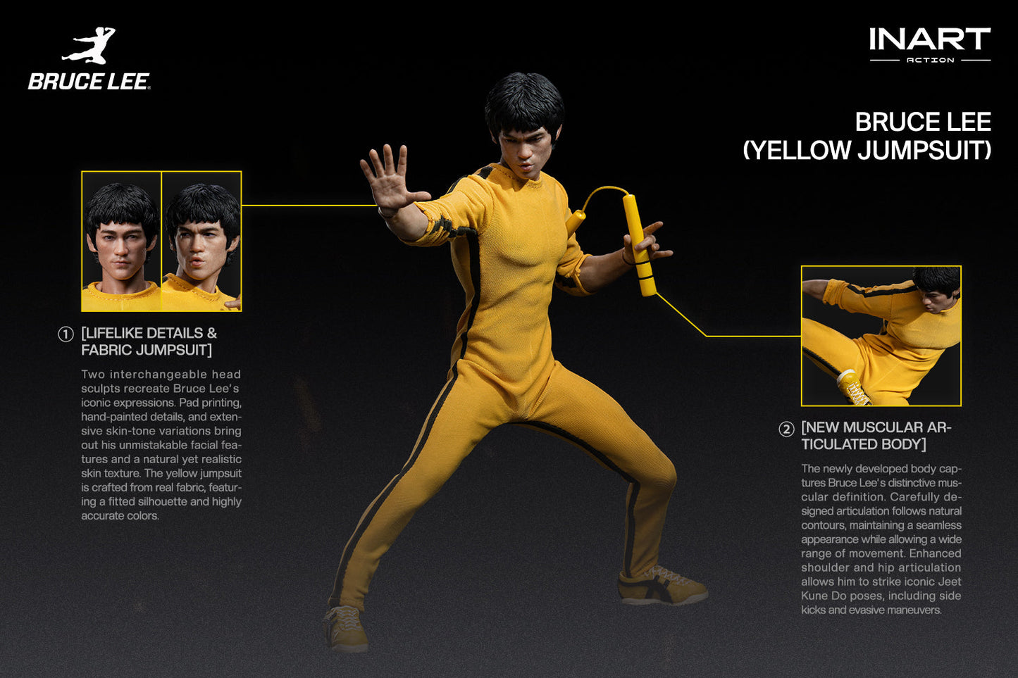 INART Bruce Lee (Yellow Jumpsuit) 1/12 Scale Action Figure