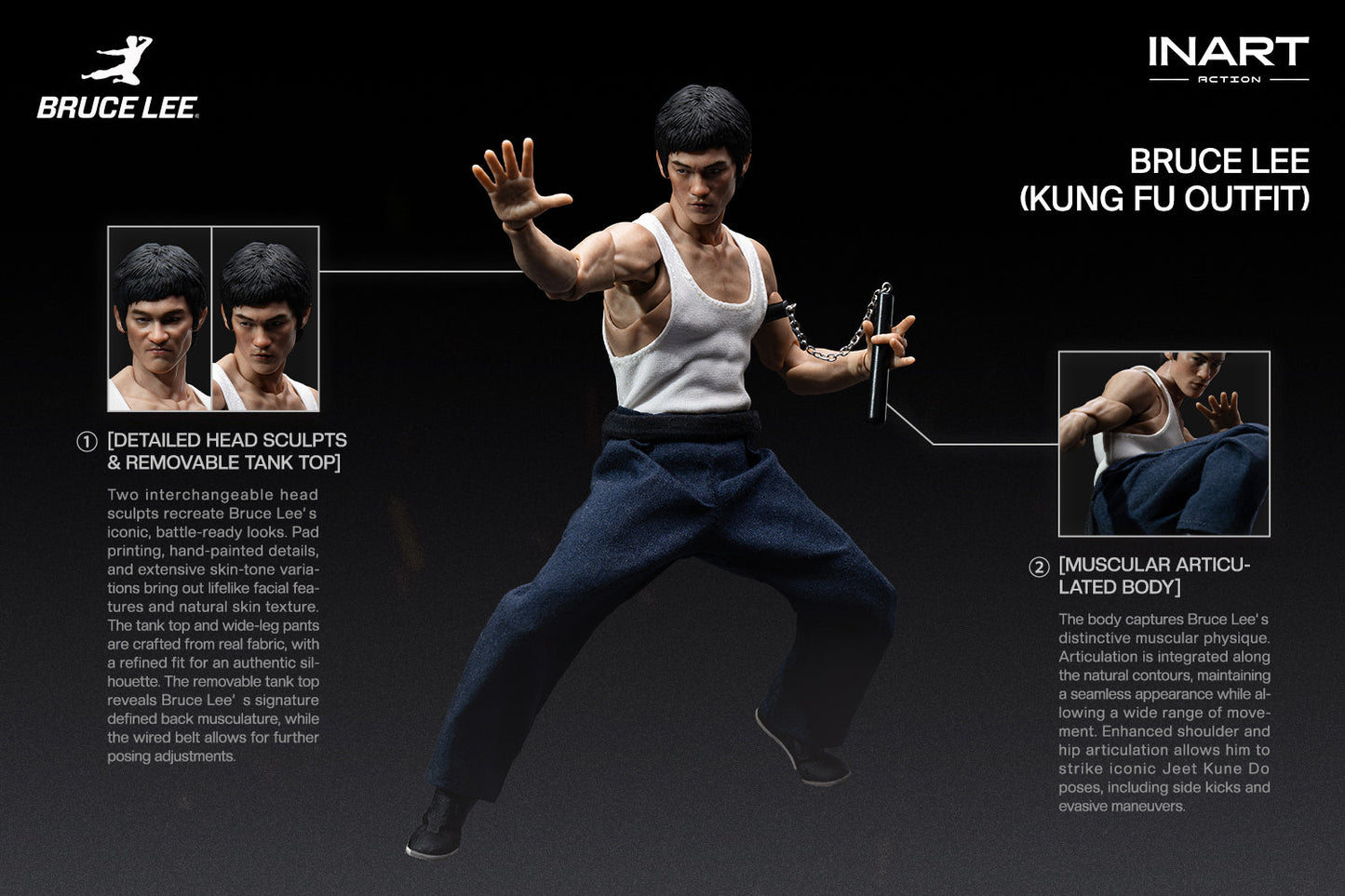 INART Bruce Lee (Kung Fu Outfit) 1/12 Action Figure