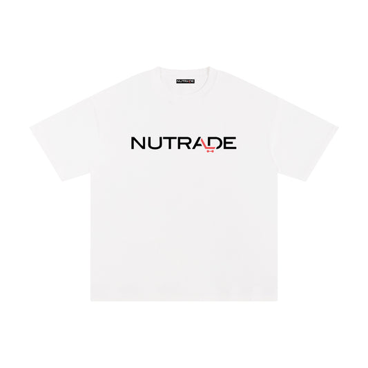 Nutrade Logo - Unisex Loose Fit Pure Cotton T-Shirt White