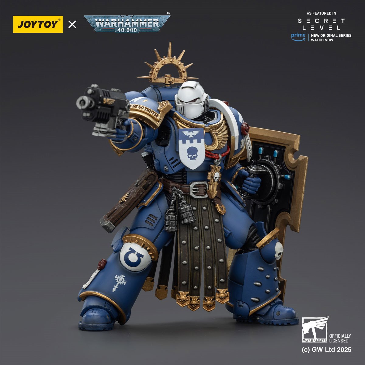 Warhammer 40,000 Ultramarines Torvald with Power Sword, Stormshield and Bolt Pistol 1:18 Scale Action Figure