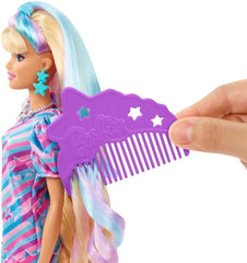 Barbie Totally Hair Doll, Star-Themed with 8.5-inch Fantasy Hair & 15 Styling Accessories (8 with Color-Change Feature)