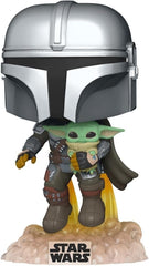 Pop! Star Wars: The Mandalorian - Mandalorian Flying with The Child, Grey