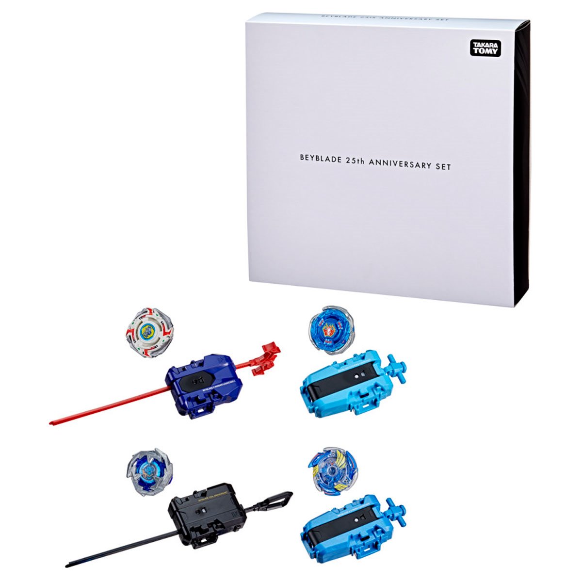 Beyblade X 25th Anniversary Set – 4 Launchers & 4 Attack Type Tops with X-Celerator Gear System