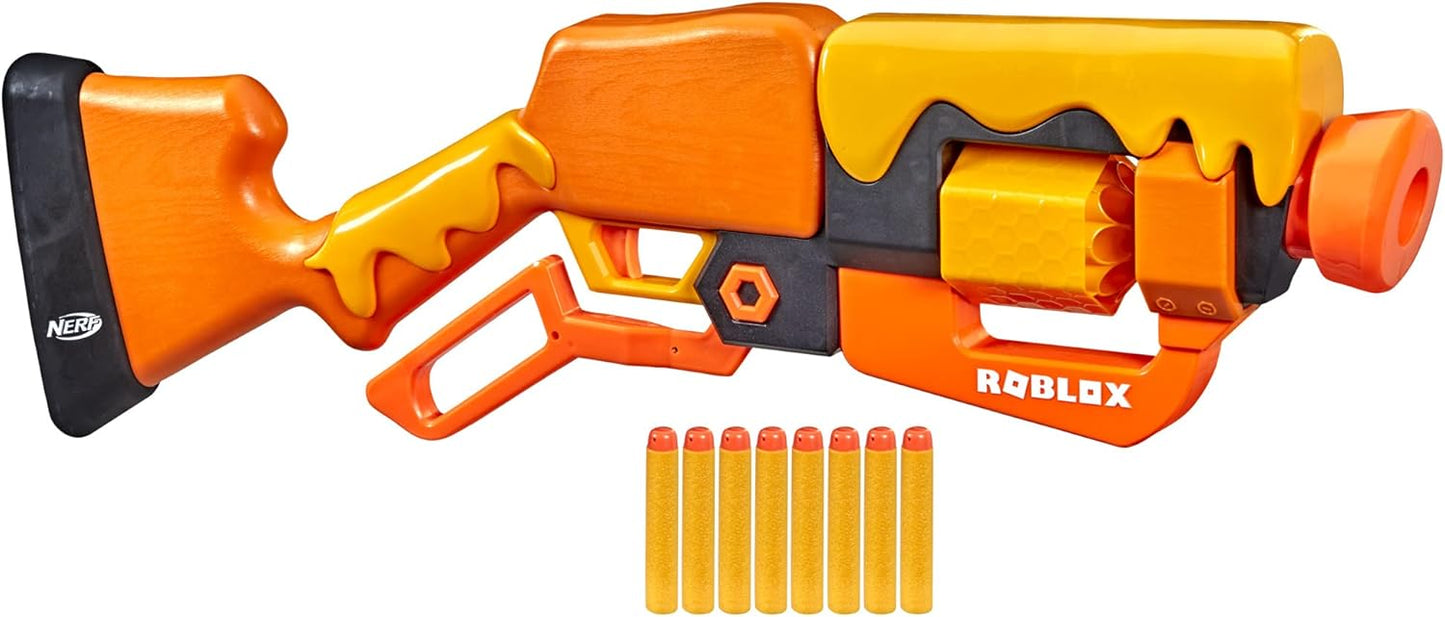 Nerf Roblox Adopt Me!: Bees! Lever Action Dart Blaster, Rotating 8-Dart Drum, 8 Elite Darts, Code to Unlock in-Game Virtual Item
