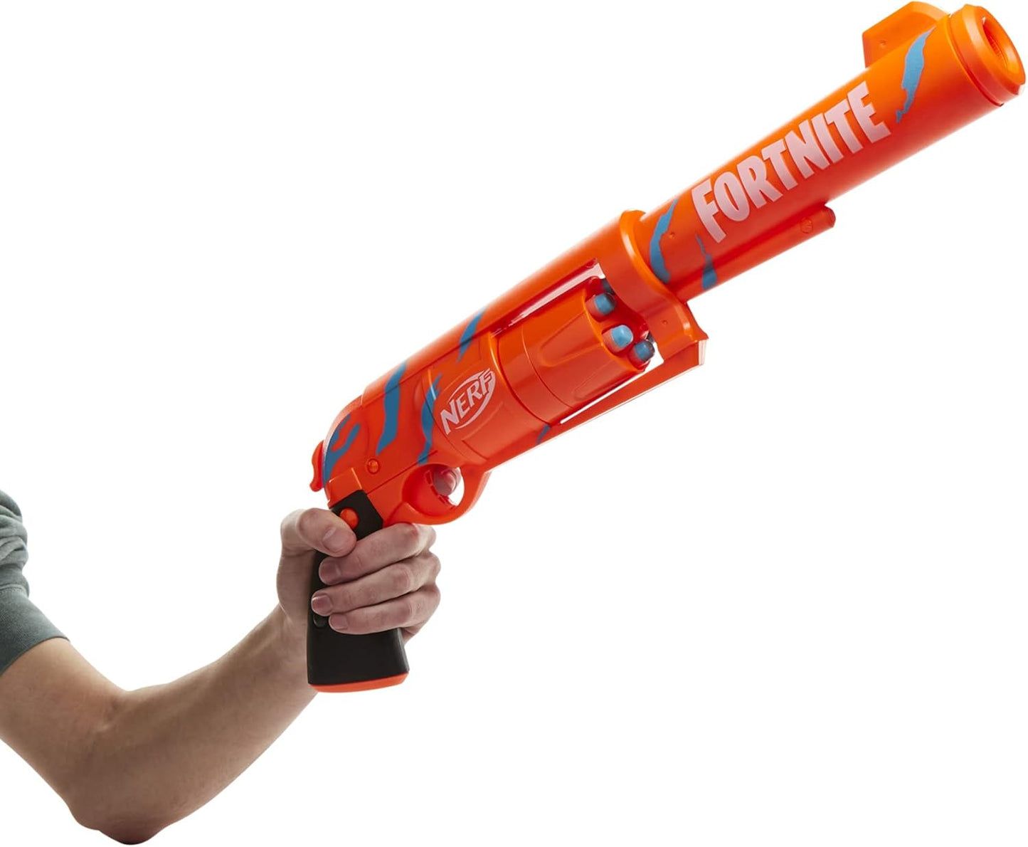 Nerf Fortnite 6-SH Dart Blaster - Camo Pulse Wrap, Hammer Action Priming, 6-Dart Rotating Drum, Includes 6 Official Elite Darts