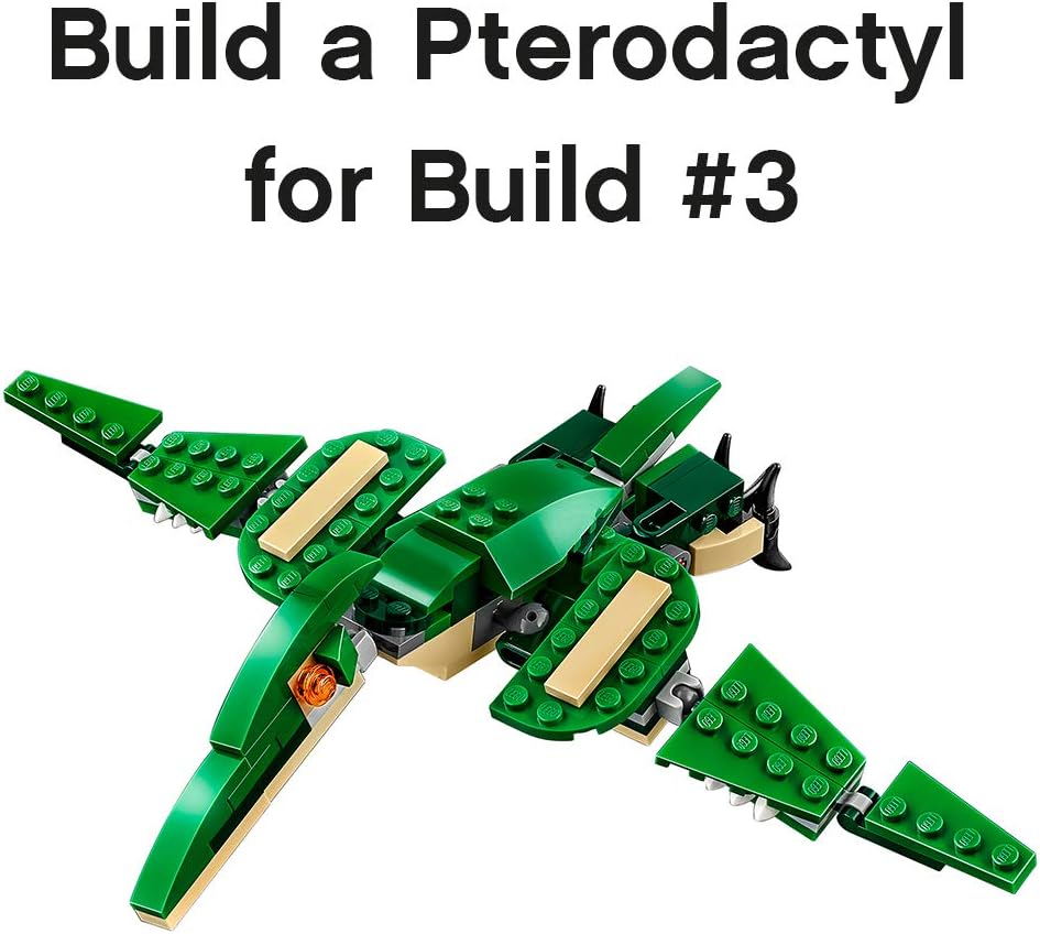 LEGO Creator 3 in 1 Mighty Dinosaur Toy, Transforms from T. rex to Triceratops to Pterodactyl Dinosaur Figures