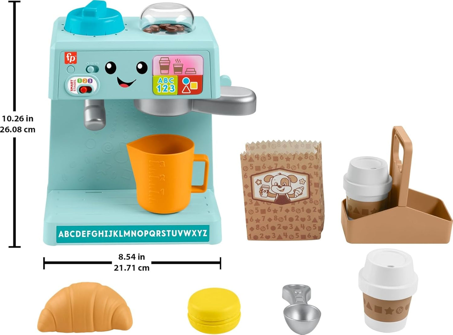 Fisher-Price Toddler Toy Laugh & Learn Learn & Serve Coffee Cafe Playset with Smart Stages & 10 Pretend Play Pieces for Ages 18+ Months