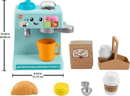 Fisher-Price Toddler Toy Laugh & Learn Learn & Serve Coffee Cafe Playset with Smart Stages & 10 Pretend Play Pieces for Ages 18+ Months