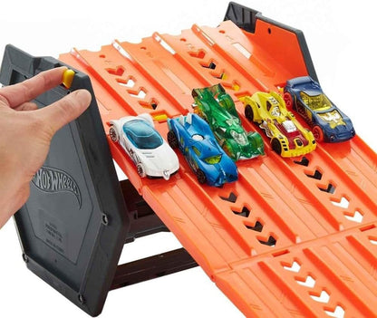 Hot Wheels Roll Out Raceway Track Set - Portable 5-Lane Race Track & Storage for Cars