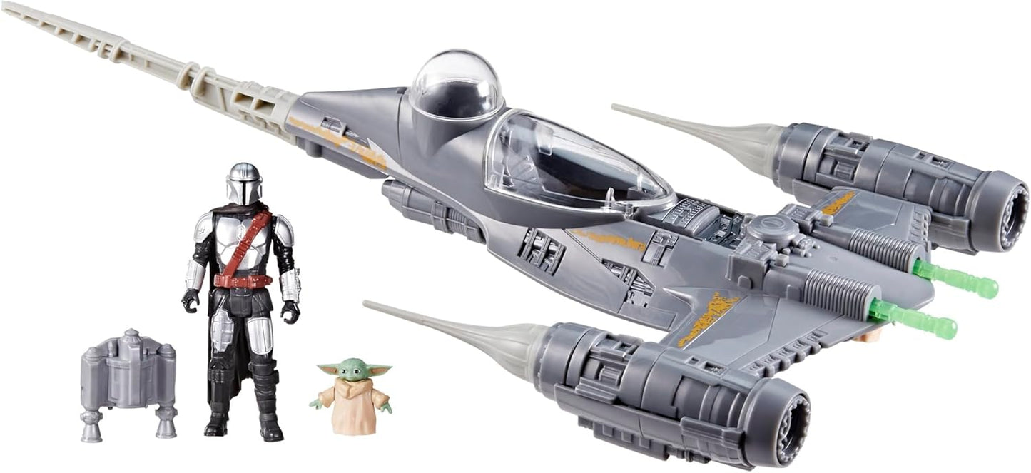 Star Wars Epic Hero Series The Mandalorian's N-1 Starfighter Ship, 4-Inch Scale Grogu & Mandalorian Action Figures