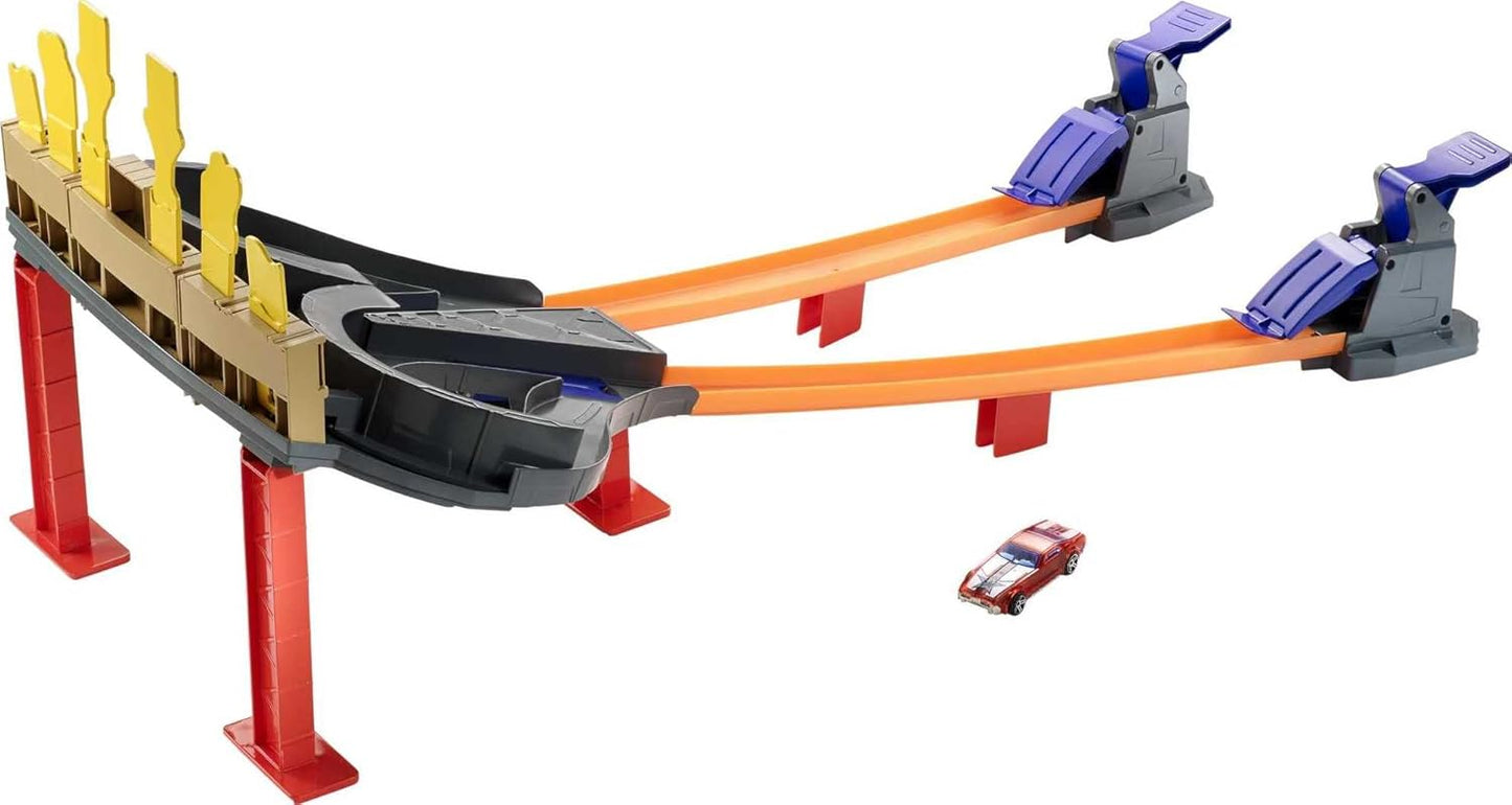 Hot Wheels Toy Car Track Set Super Speed Blastway Playset, Dual-Track Racing for 1 or 2 Players, Includes 1:64 Scale Car