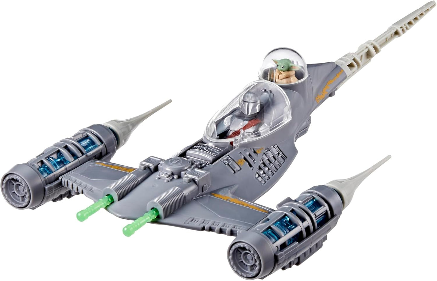 Star Wars Epic Hero Series The Mandalorian's N-1 Starfighter Ship, 4-Inch Scale Grogu & Mandalorian Action Figures