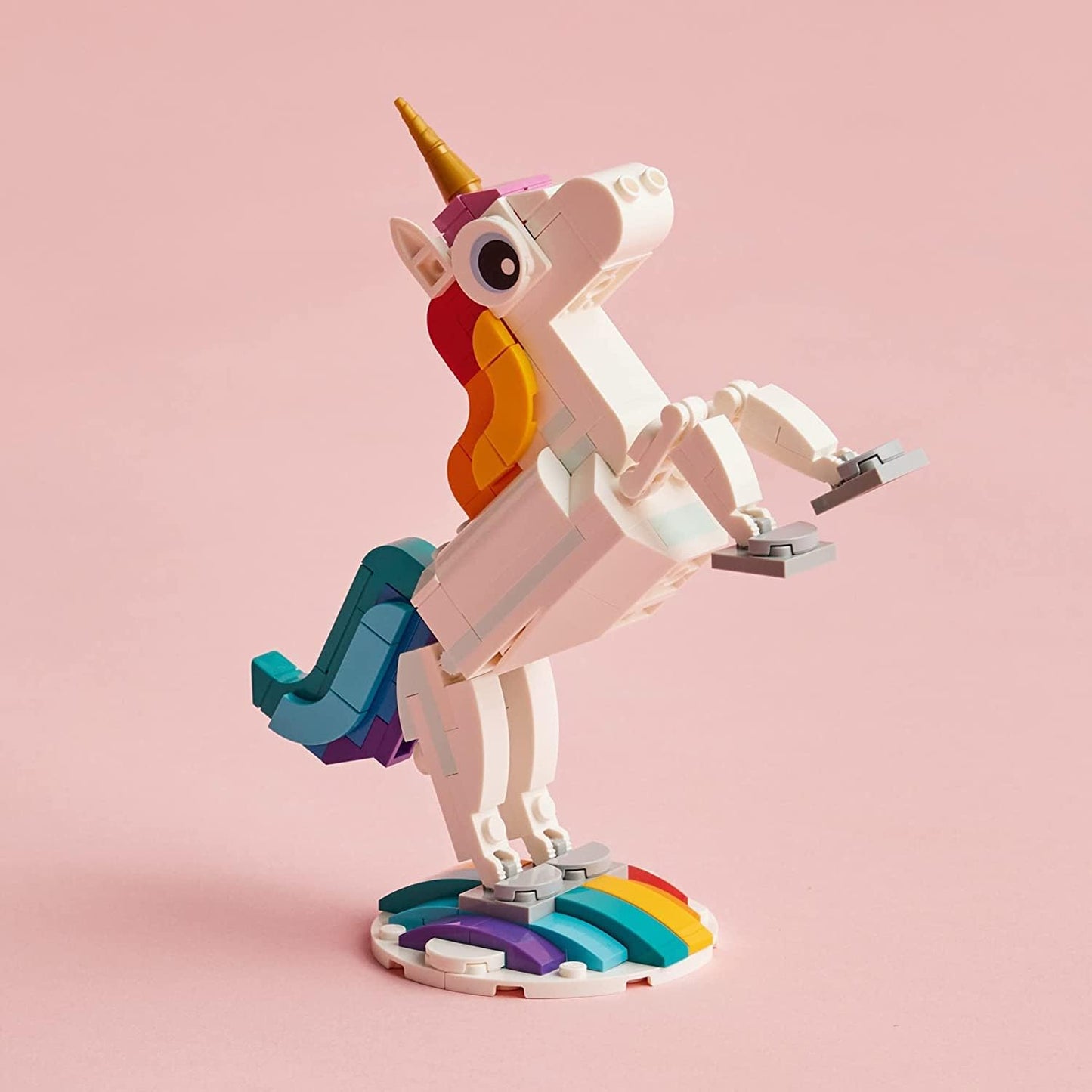 LEGO Creator 3 in 1 Magical Unicorn Toy, Transforms from Unicorn to Seahorse to Peacock, Rainbow Animal Figures
