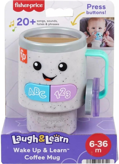 Fisher-Price Baby & Toddler Toy Laugh & Learn Wake Up & Learn Coffee Mug with Lights Music & Learning for Infants Ages 6+ Months