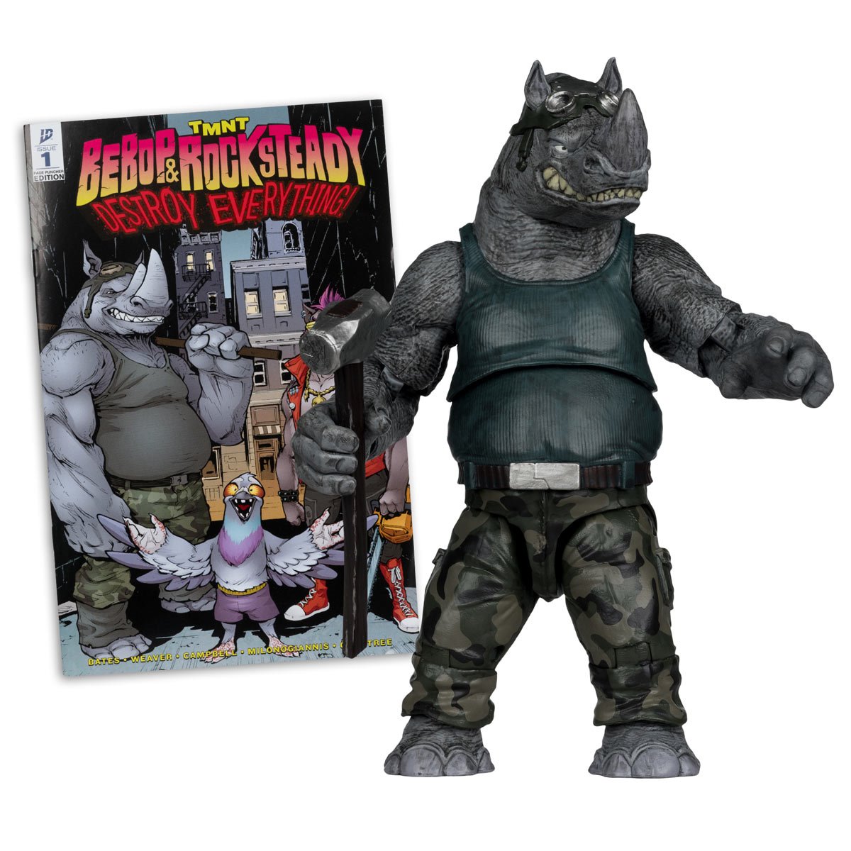 Teenage Mutant Ninja Turtles Page Punchers Wave 2 Rocksteady 5-Inch Scale Action Figure with Comic
