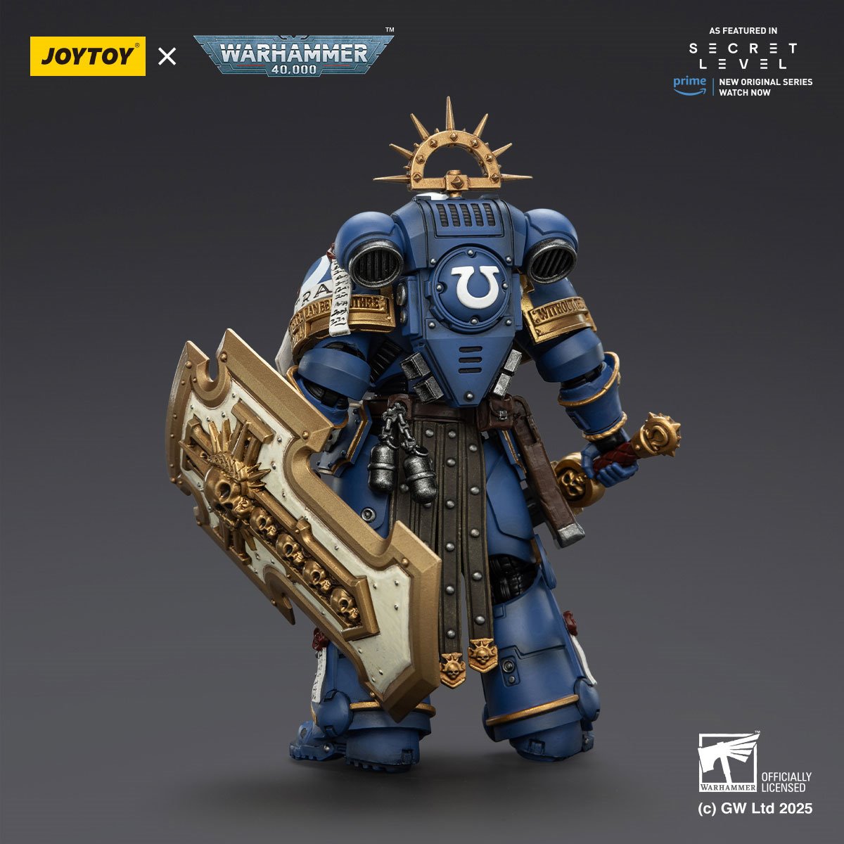 Warhammer 40,000 Ultramarines Torvald with Power Sword, Stormshield and Bolt Pistol 1:18 Scale Action Figure