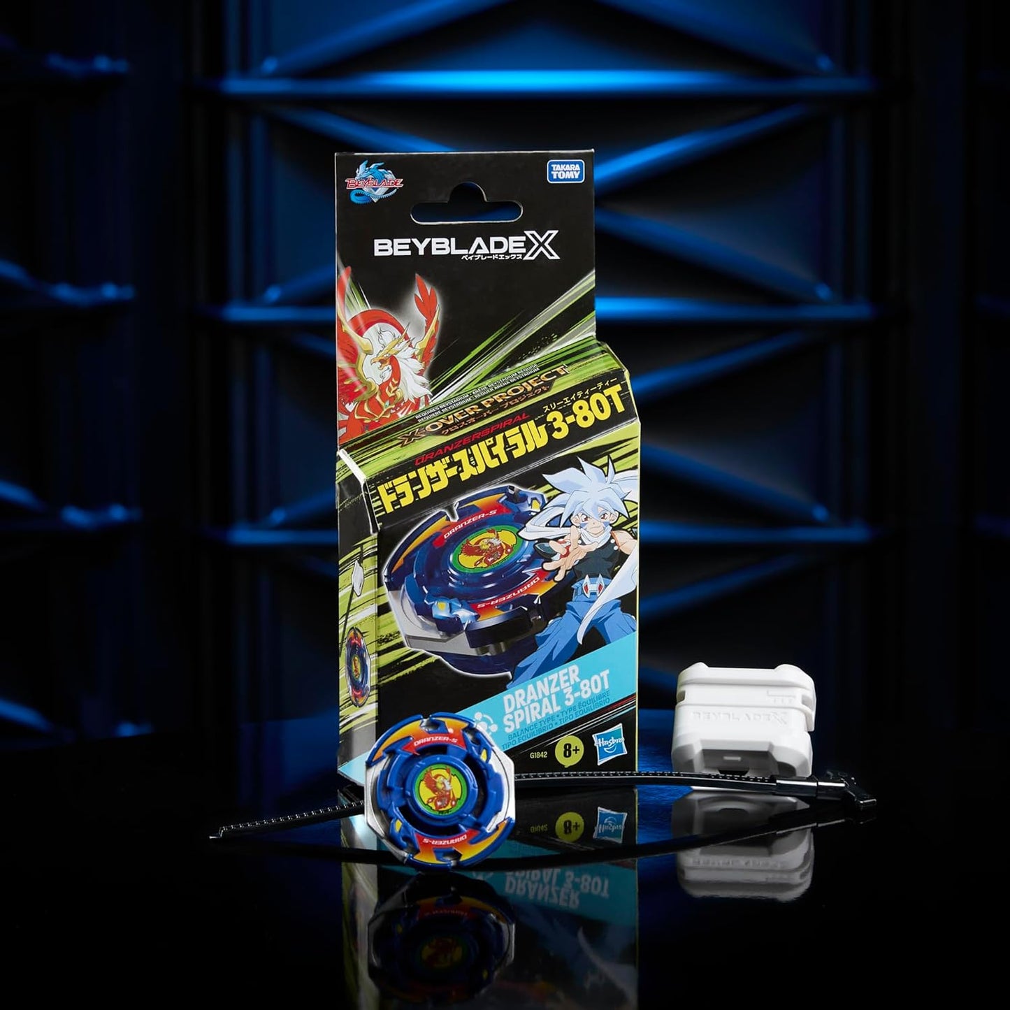 Beyblade X X-Over Project Dranzer Spiral 3-80T Starter Pack Set with Balance Type Top and Launcher