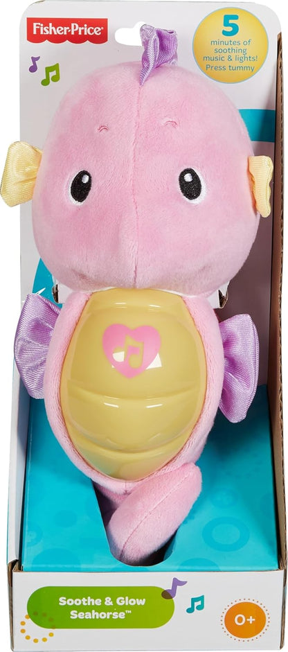 Fisher-Price Musical Baby Toy, Soothe & Glow Seahorse, Plush Sound Machine with Lights & Volume Control for Newborns