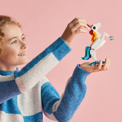 LEGO Creator 3 in 1 Magical Unicorn Toy, Transforms from Unicorn to Seahorse to Peacock, Rainbow Animal Figures