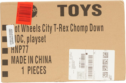 Hot Wheels City Toy Car Track Set, T-Rex Chomp Down with 1:64 Scale Vehicle, Knock Out The Giant Dinosaur with Stunts, Connects to Other Sets