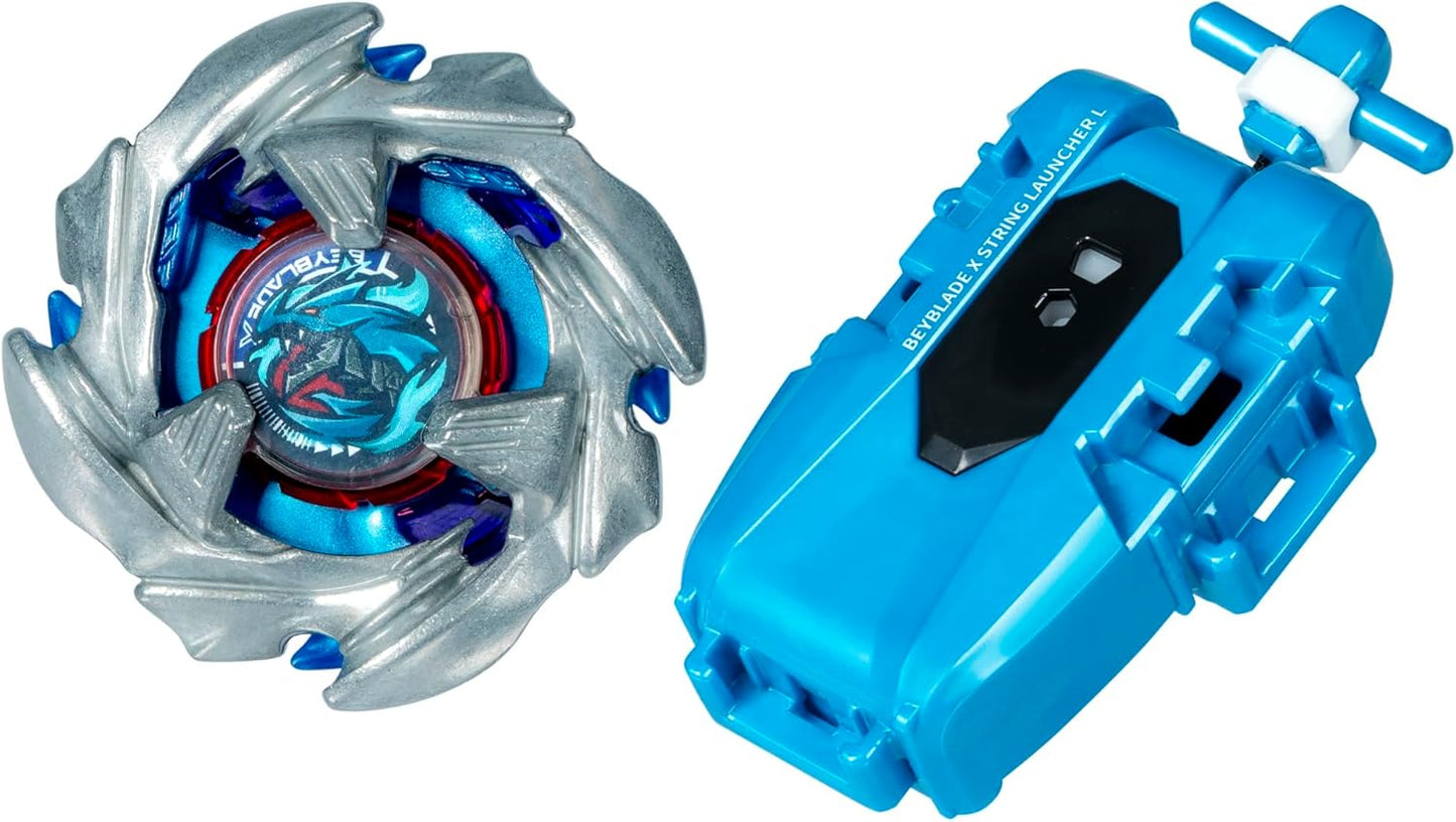 Beyblade X Cobalt Dragoon 2-60C with Attack Type & Left-Spin String Launcher Set