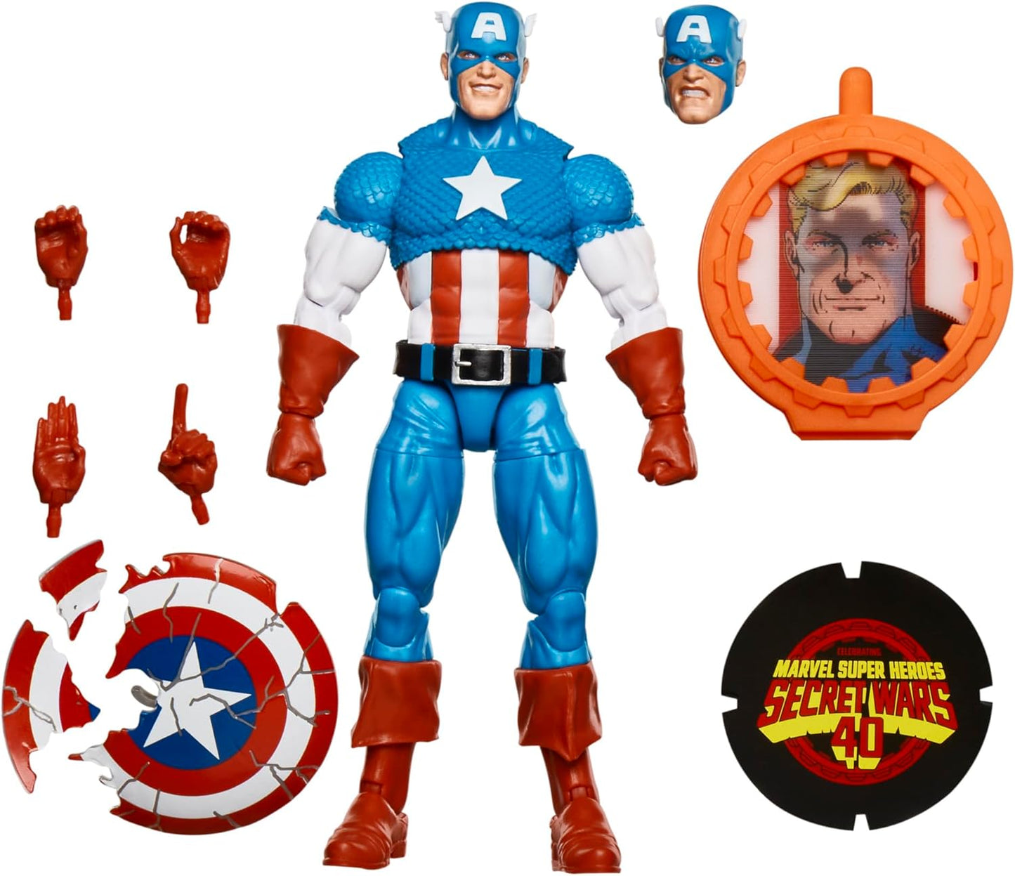 Marvel Legends Series Captain America, Avengers Retro Comics Secret Wars Collectible 6 Inch Action Figure with Shield