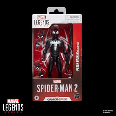 Spider-Man Marvel Legends Series Gamerverse Peter Parker Black Suit, 2 Video Game-Inspired Collectible 6 Inch Action Figure
