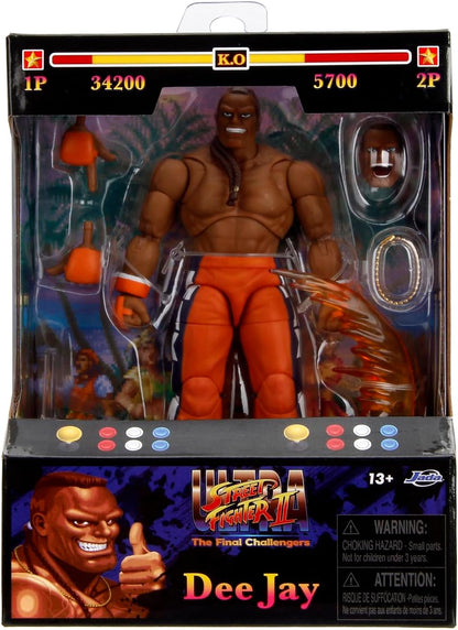 Jada Toys – Street Fighter II Dee Jay Action Figure Wave 3 – 1:12 Scale, 6" Tall, Interchangeable Heads, Hands & Accessories