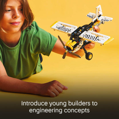 LEGO Technic Bush Plane Toy - Buildable Airplane Model with Spinning Propeller, 4-Cylinder Piston Engine, and More