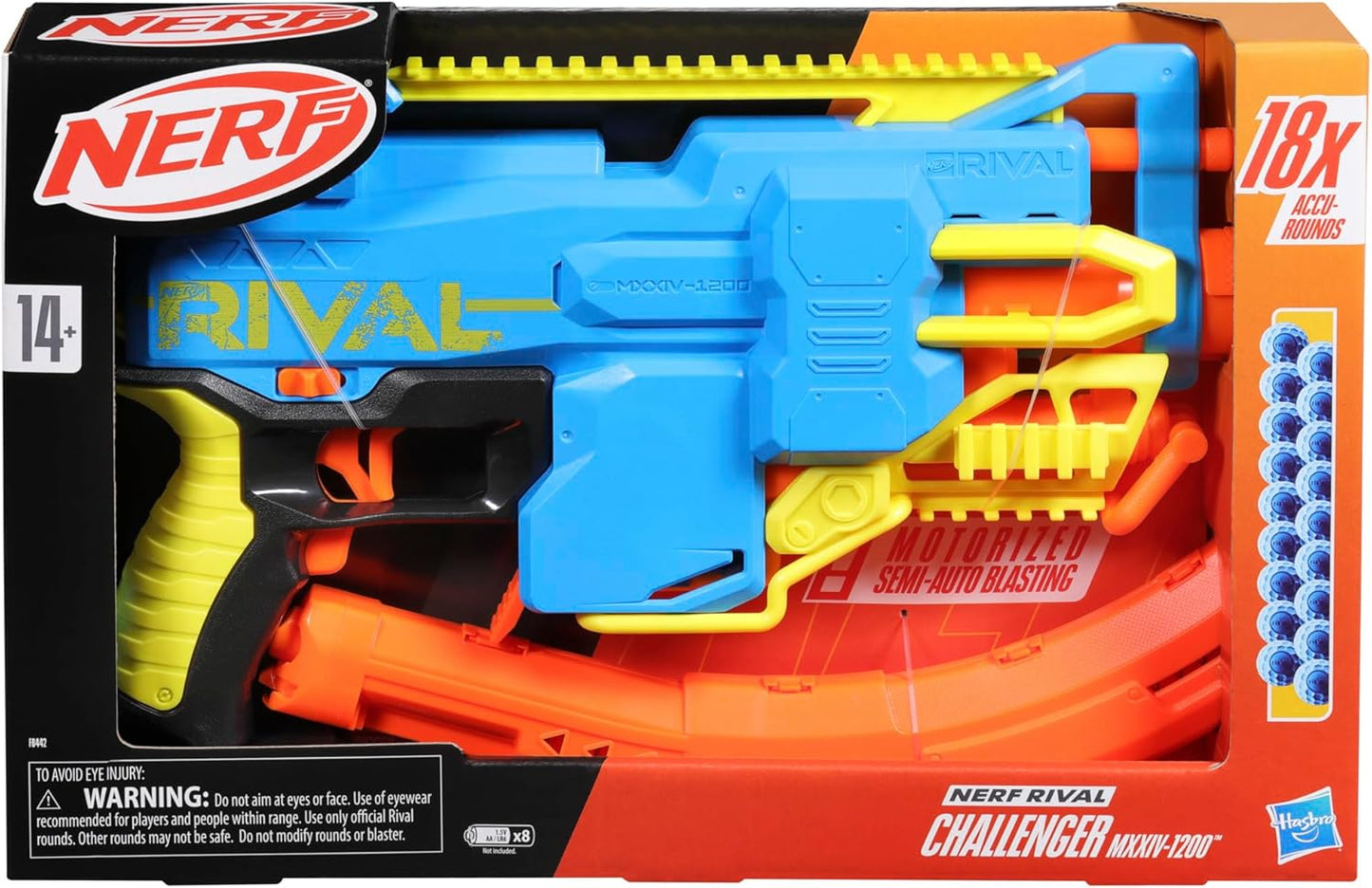 Nerf Rival Challenger MXXIV-1200 Motorized Blaster, Curved 12 Round Magazine