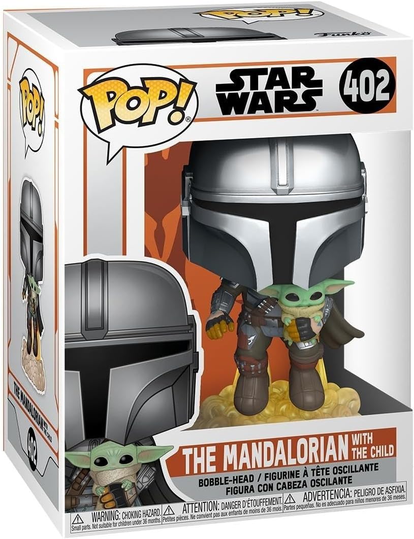 Pop! Star Wars: The Mandalorian - Mandalorian Flying with The Child, Grey