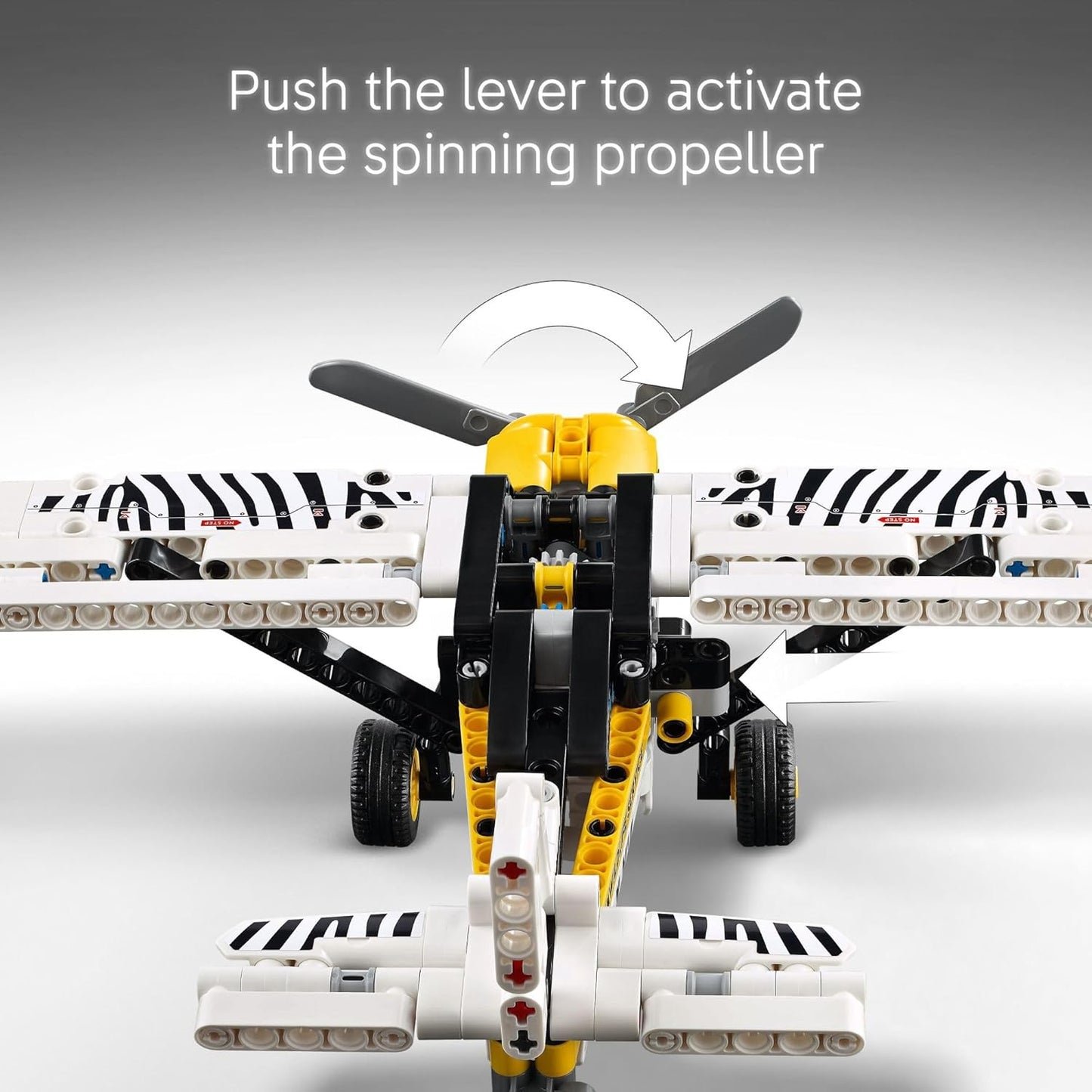 LEGO Technic Bush Plane Toy - Buildable Airplane Model with Spinning Propeller, 4-Cylinder Piston Engine, and More