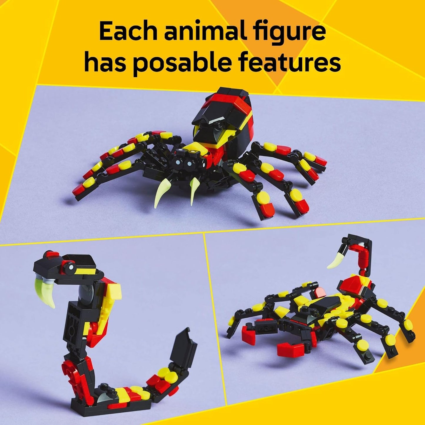 LEGO Creator 3 in 1 Wild Animals Surprising Spider Toy - Building Toy with 3 Build Options, Spider, Scorpion, or Snake