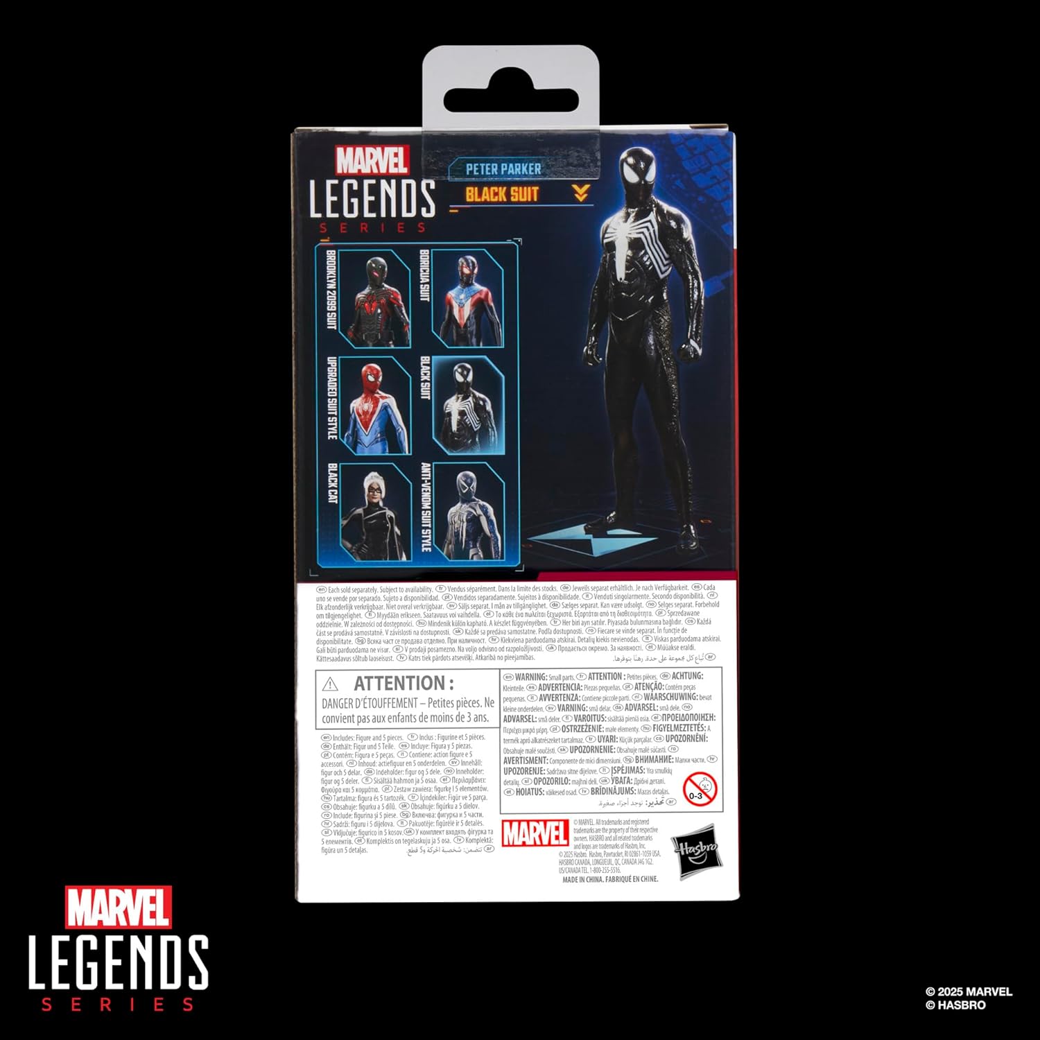 Spider-Man Marvel Legends Series Gamerverse Peter Parker Black Suit, 2 Video Game-Inspired Collectible 6 Inch Action Figure