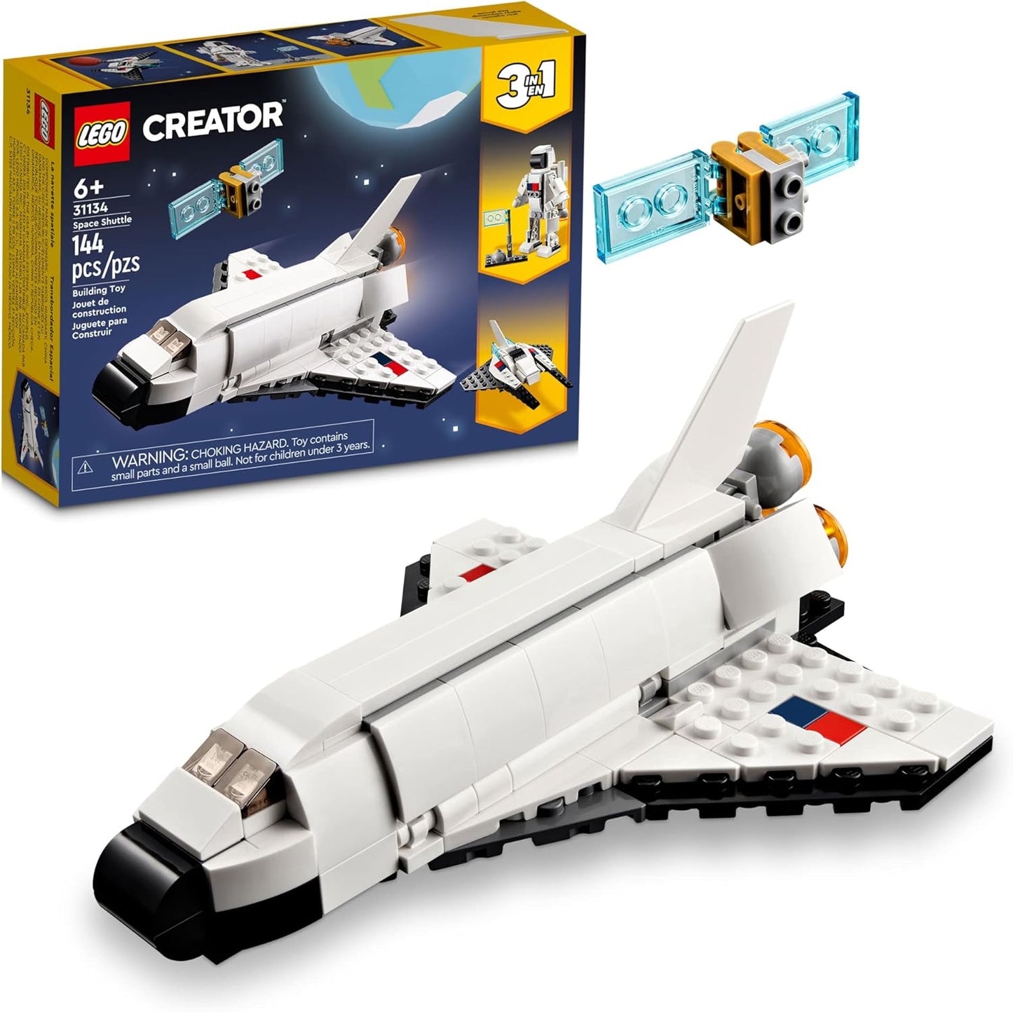 LEGO Creator 3 in 1 Space Shuttle Toys - Space Toys Building Set - Option to Build 2 Spaceships or Astronaut