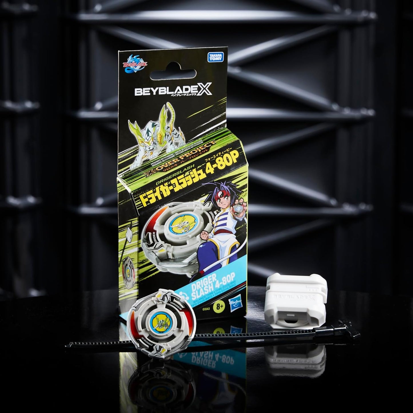 Beyblade X X-Over Project Driger Slash 4-80P Starter Pack Set with Balance Type Top and Launcher